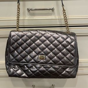 NEW Dolce Gabanna leather quilted Gray/metallic satchel.
